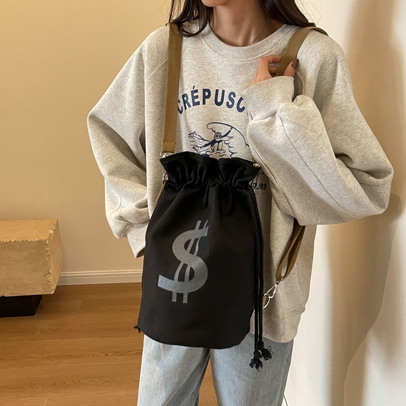 Višestruka platnena torba tip vedro, unisex torba za rame i crossbody, školska torba za svakodnevnu upotrebu