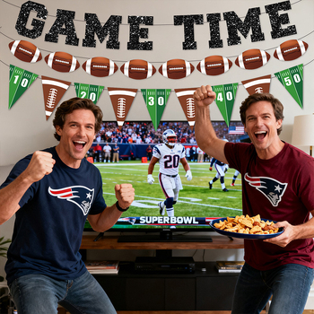 Steaguri pentru petrecere de fotbal american – decorațiuni cu steaguri triunghiulare, cu model geometric