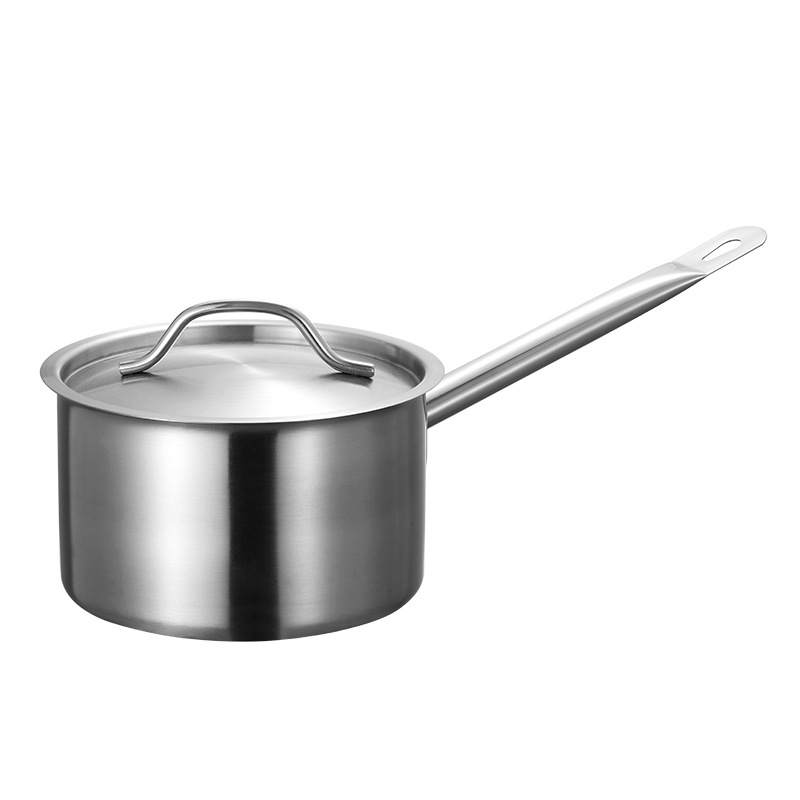 Oală de supă cu mâner unic, fund triplu, oțel inoxidabil, stil occidental; oală pentru sosuri, lapte, tăiței și terci, potrivită pentru plitele cu inducție