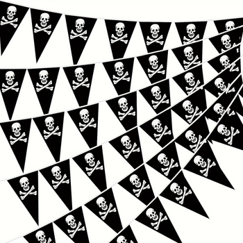 Ghirlandă cu cranii de pirat pentru petrecere tematică pirată și decor de ziua de naștere