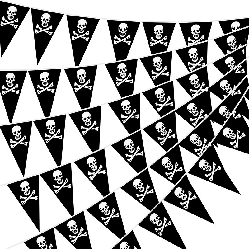 Ghirlandă cu cranii de pirat pentru petrecere tematică pirată și decor de ziua de naștere