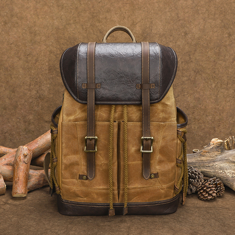 Unisex lagani retro platneni ruksak, vodootporan za prijenosnik od 16 inča, kapacitet 20–35 L, za vanjska putovanja