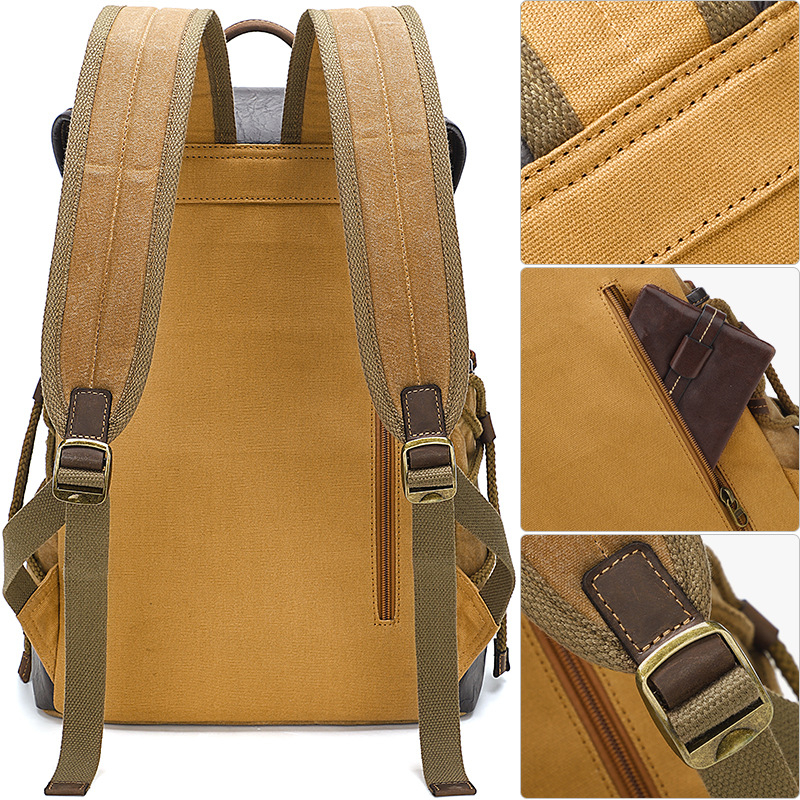 Unisex lagani retro platneni ruksak, vodootporan za prijenosnik od 16 inča, kapacitet 20–35 L, za vanjska putovanja