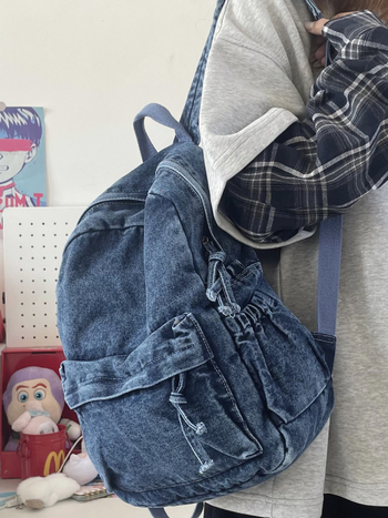 Retro denim ruksak velike kapacitete za učenice, casual japanskog stila, platneni kanvas ruksak