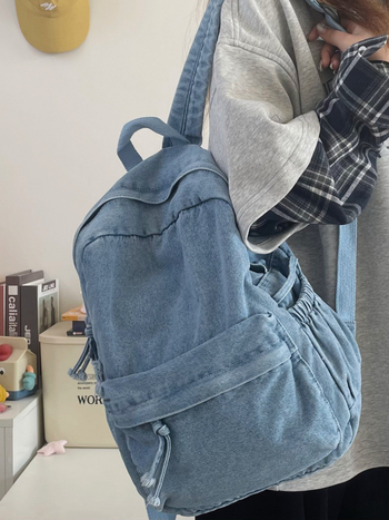 Retro denim ruksak velike kapacitete za učenice, casual japanskog stila, platneni kanvas ruksak