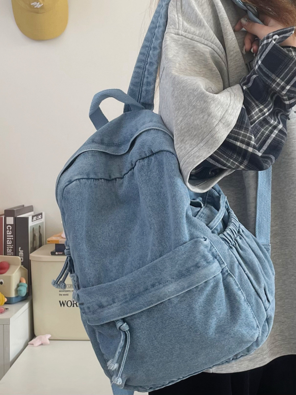 Retro denim ruksak velike kapacitete za učenice, casual japanskog stila, platneni kanvas ruksak