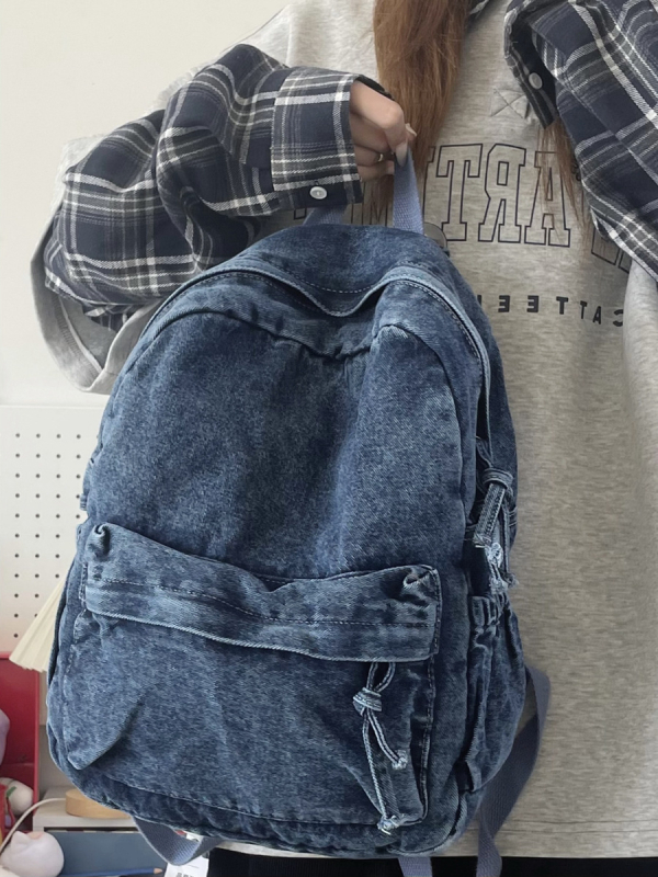 Retro denim ruksak velike kapacitete za učenice, casual japanskog stila, platneni kanvas ruksak