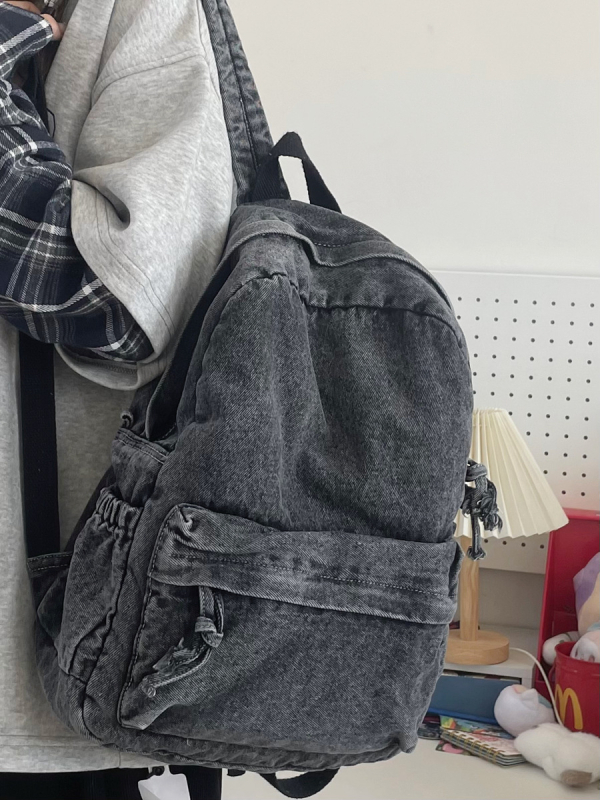 Retro denim ruksak velike kapacitete za učenice, casual japanskog stila, platneni kanvas ruksak