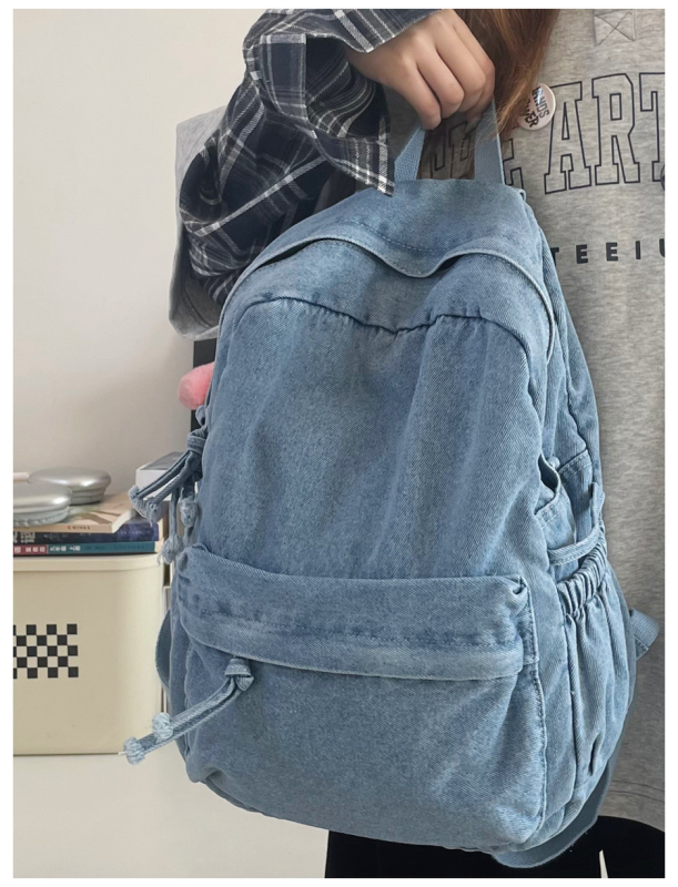 Retro denim ruksak velike kapacitete za učenice, casual japanskog stila, platneni kanvas ruksak