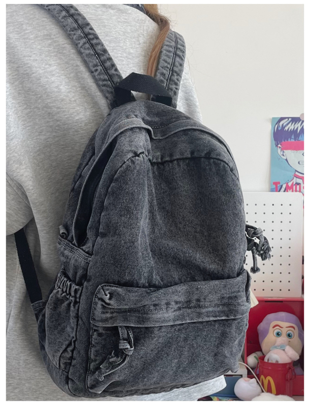 Retro denim ruksak velike kapacitete za učenice, casual japanskog stila, platneni kanvas ruksak