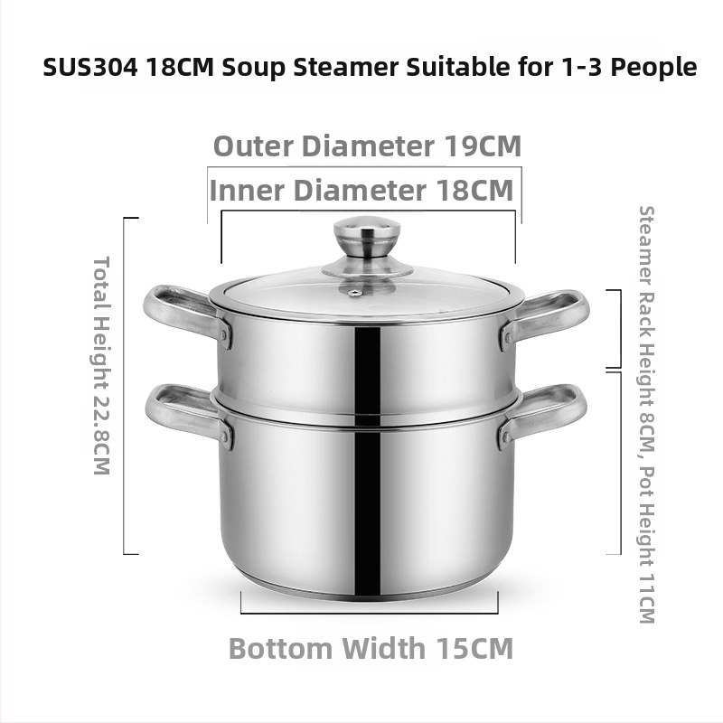 Oală de supă din oțel inoxidabil 304, grosime mare, pentru uz casnic, design modern, capac din sticlă, compatibilă cu plita pe gaz, destinată hranei pentru bebeluși