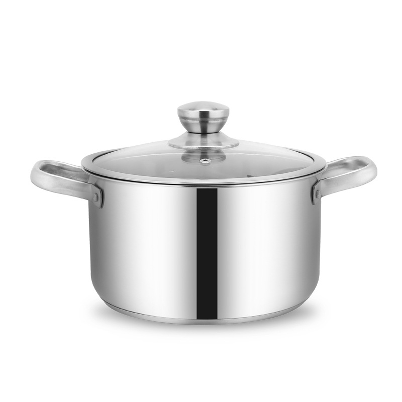 Oală de supă din oțel inoxidabil 304, grosime mare, pentru uz casnic, design modern, capac din sticlă, compatibilă cu plita pe gaz, destinată hranei pentru bebeluși