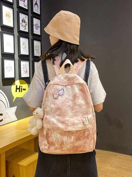 Tie-dye platnene ruksak za studente, minimalistički stil, unisex