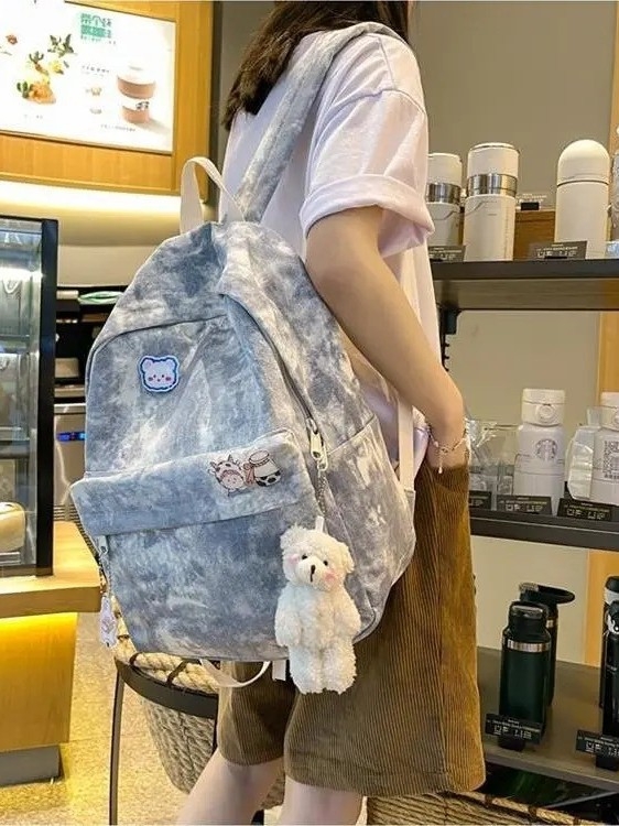 Tie-dye platnene ruksak za studente, minimalistički stil, unisex