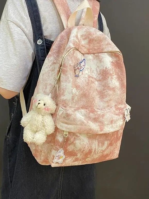 Tie-dye platnene ruksak za studente, minimalistički stil, unisex