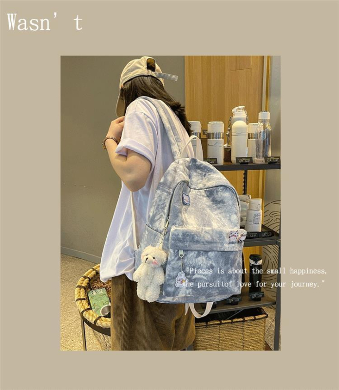 Tie-dye platnene ruksak za studente, minimalistički stil, unisex