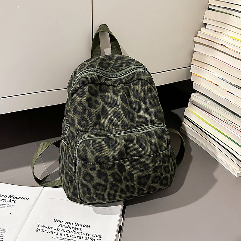 Kamuflirani platneni ruksak s leopard printom – unisex japanski stil kampusa za vanjska putovanja