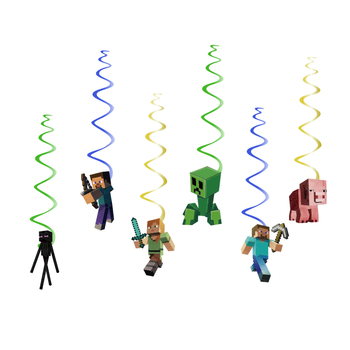 Minecraft pandantiv spiralat pentru petrecere de naștere – decor banner Pixel Wars