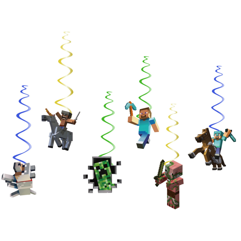 Minecraft pandantiv spiralat pentru petrecere de naștere – decor banner Pixel Wars