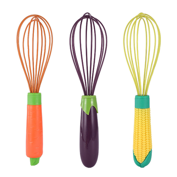 Tel de ouă din silicon, cu mâner din plastic — tel manual pentru ouă, smântână și aluat