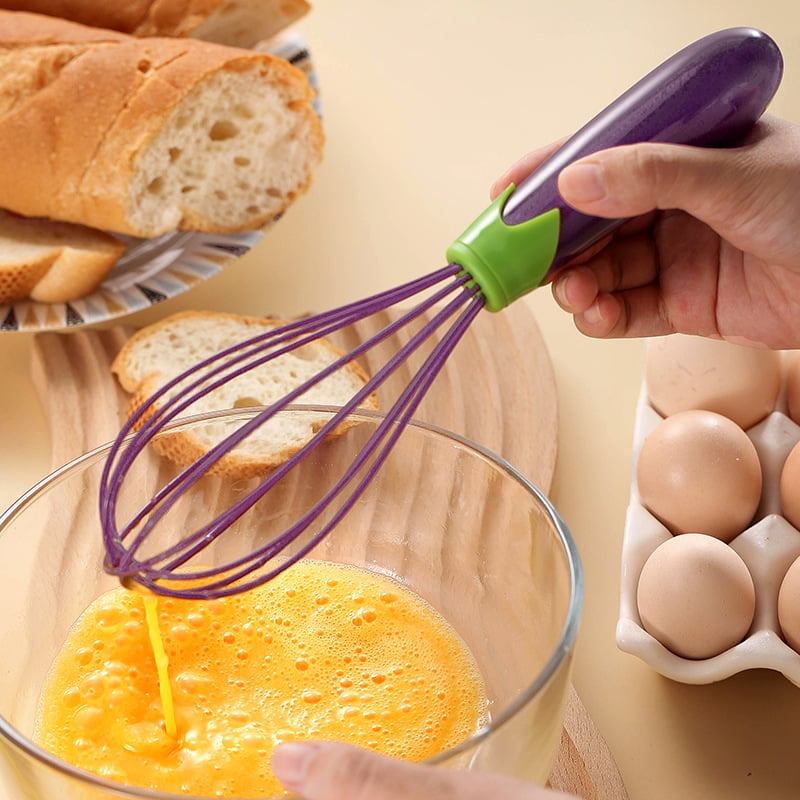 Tel de ouă din silicon, cu mâner din plastic — tel manual pentru ouă, smântână și aluat