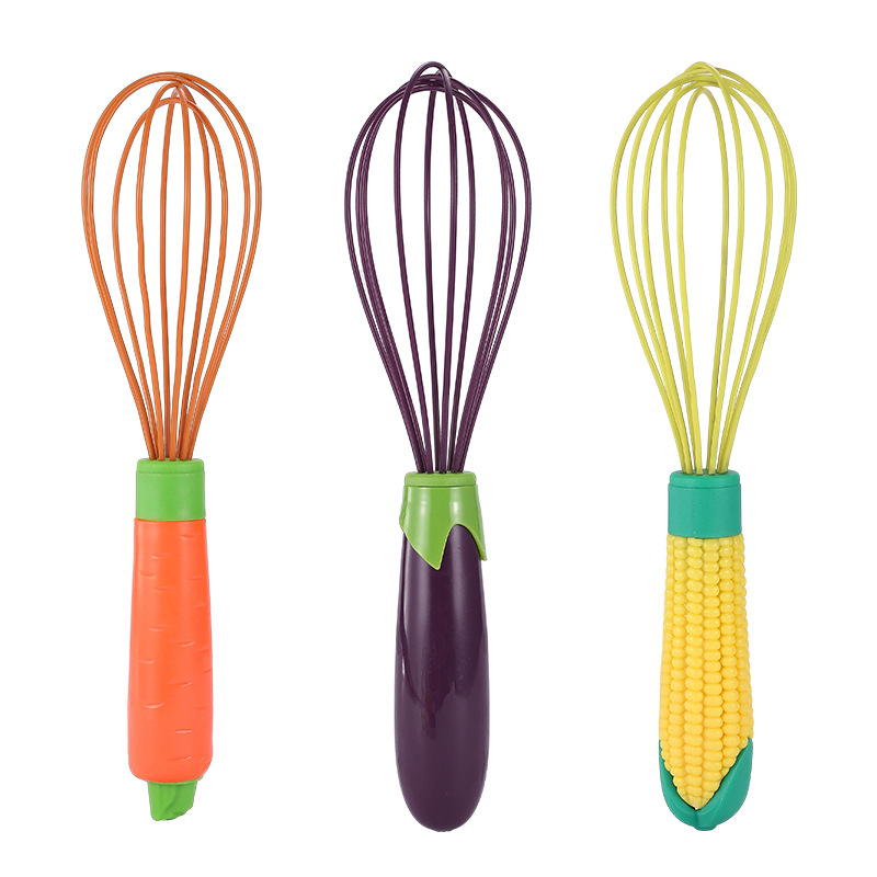 Tel de ouă din silicon, cu mâner din plastic — tel manual pentru ouă, smântână și aluat
