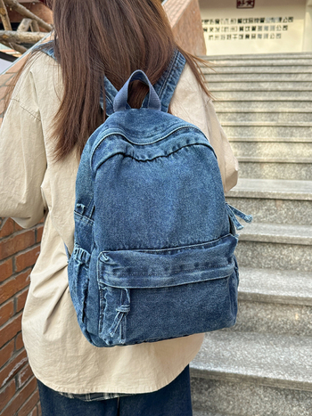 Ispran denim ruksak, unisex, retro japanski stil, lagan svakodnevni studentski ruksak