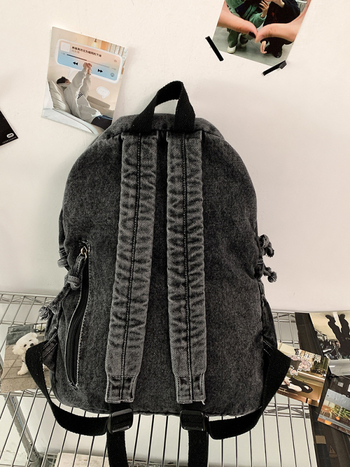 Ispran denim ruksak, unisex, retro japanski stil, lagan svakodnevni studentski ruksak