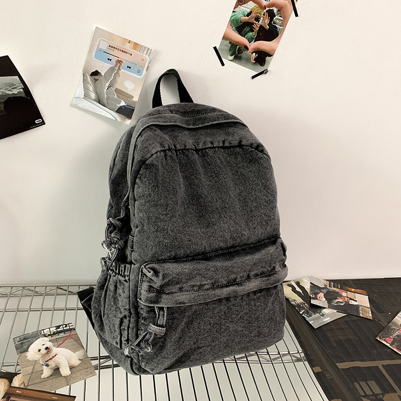 Ispran denim ruksak, unisex, retro japanski stil, lagan svakodnevni studentski ruksak