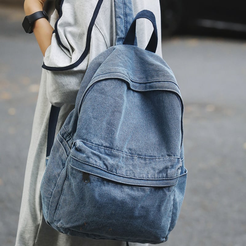 Unisex ruksak od denim platna, za učenike i studente, veliki kapacitet, retro stil
