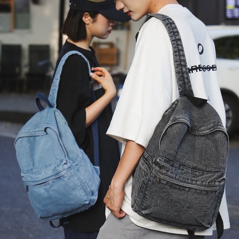 Unisex ruksak od denim platna, za učenike i studente, veliki kapacitet, retro stil