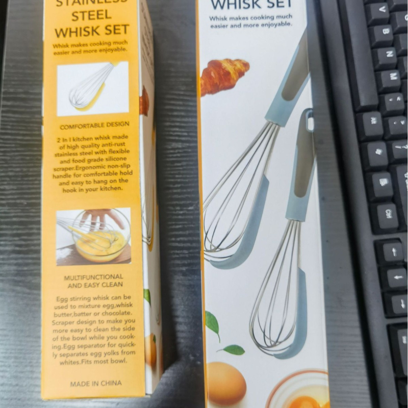 Spatulă din siliconă și tel manual pentru ouă, 10,5 inch, amestec pentru ouă, smântână și aluat