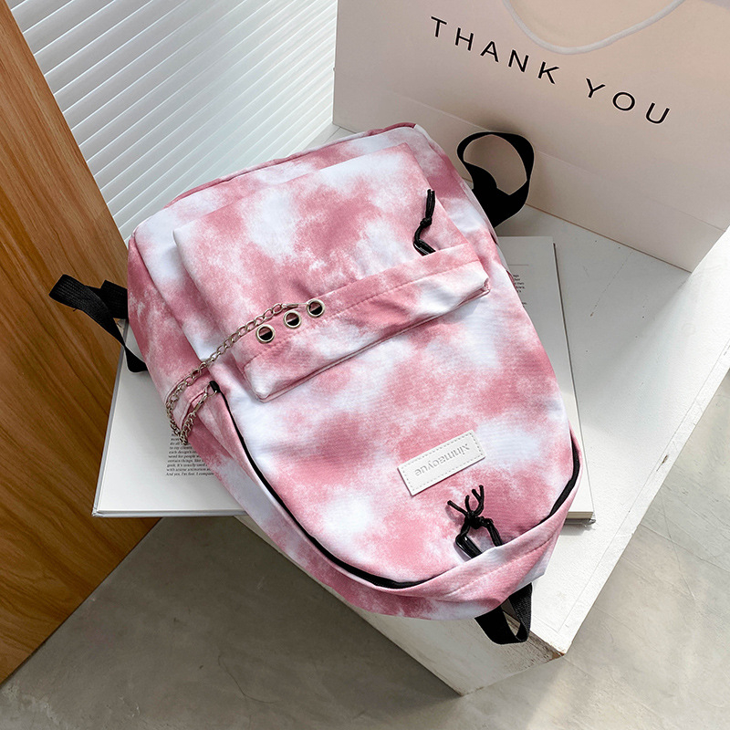 Ruksak od platna velikog kapaciteta za žene, korejskog stila, svestran školski ruksak za srednju školu i gimnaziju, putni ruksak s šumskim tie-dye uzorkom
