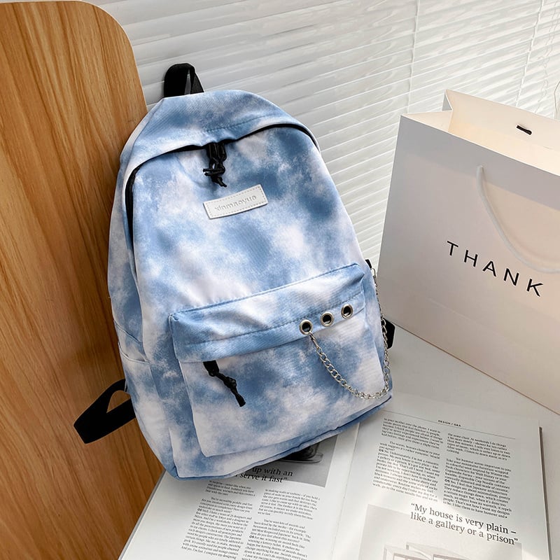 Ruksak od platna velikog kapaciteta za žene, korejskog stila, svestran školski ruksak za srednju školu i gimnaziju, putni ruksak s šumskim tie-dye uzorkom