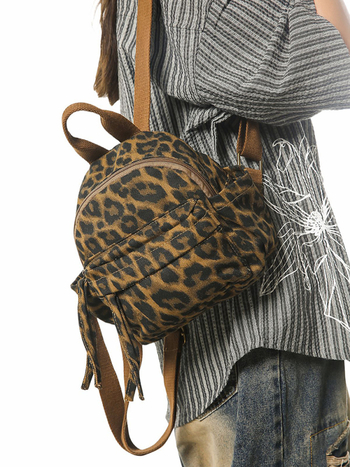 Leopard print kamuflažni platneni ruksak, unisex studentski, za vanjsku i svakodnevnu upotrebu, veliki kapacitet