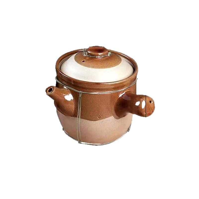 Oală tradițională chineză pentru decocturi din plante, din lut, rezistentă la temperaturi mari, potrivită pentru aragaz cu gaze, 2,1–3 L