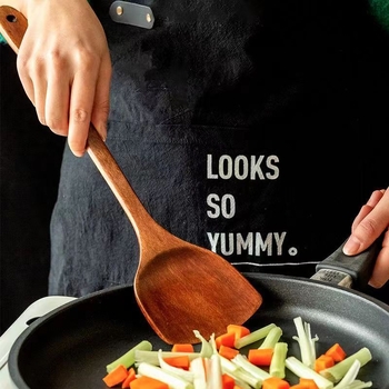 Unique spatulă de bucătărie cu mâner lung din lemn, lingură din lemn și spatulă pentru orez, design înclinat, rezistentă la temperaturi înalte, pentru uz casnic