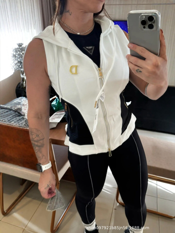 Női kapucnis ujjatlan mellény, sportos, casual stílus, őszi modell