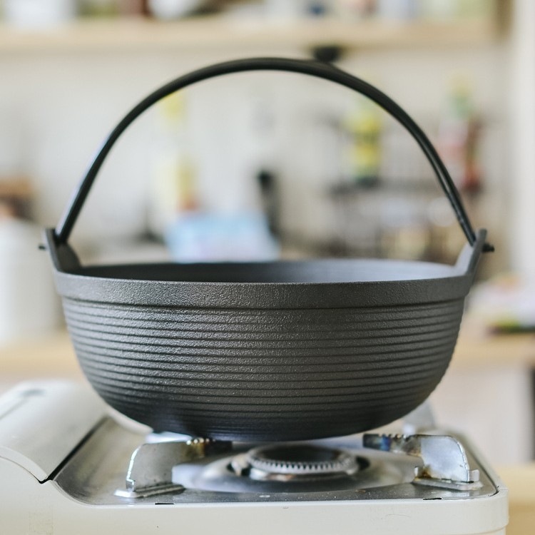 Oală din fontă netencuită, cu fund gros, stil japonez Sukiyaki, wok mic și oală de supă pentru uz casnic