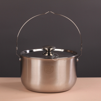 Set de vase de exterior din oțel inoxidabil 304: oală, ceainic, tigaie, oală de gătit, oală de lapte și oală agățată