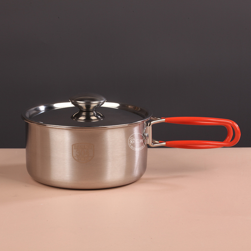 Set de vase de exterior din oțel inoxidabil 304: oală, ceainic, tigaie, oală de gătit, oală de lapte și oală agățată