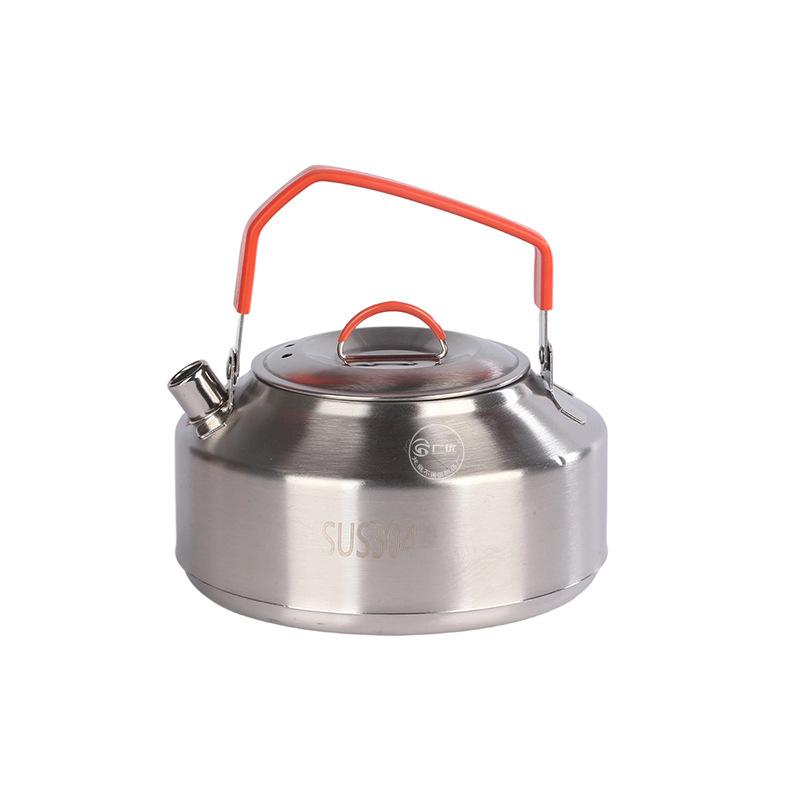 Set de vase de exterior din oțel inoxidabil 304: oală, ceainic, tigaie, oală de gătit, oală de lapte și oală agățată