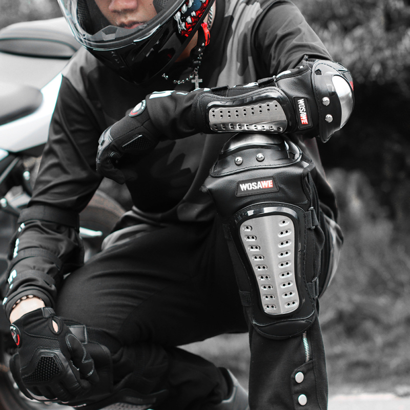 Set zaštitnih koljena i lakata za off-road vožnju motociklom, od nehrđajućeg čelika