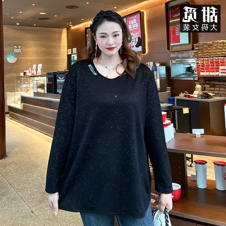 Plus-size ženska majica s V-izrezom, širokog kroja, dugi rukavi, srednje dužine, za proljeće i jesen