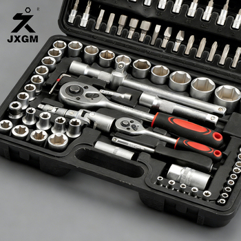 Set de scule auto, 108 piese, din oțel carbon, cutie Jiuxin, multifuncțional, DIY manual