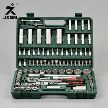 Set de scule auto, 108 piese, din oțel carbon, cutie Jiuxin, multifuncțional, DIY manual