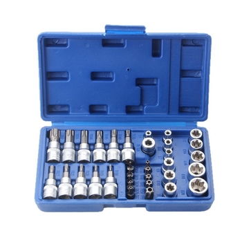 Set de 34 piese cu socluri și bituri, tip E, pentru reparații auto