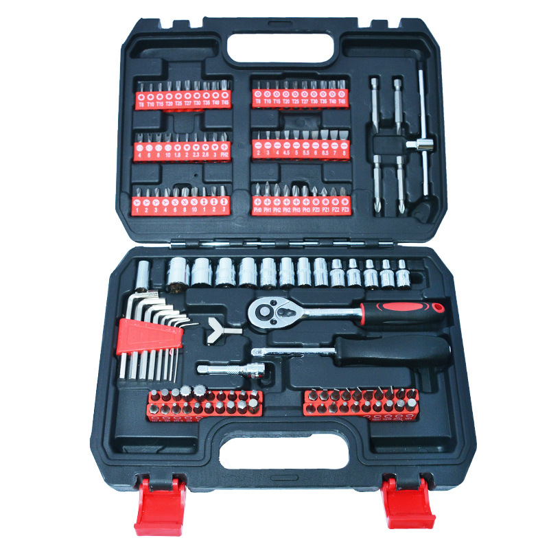 Set auto 131 piese: capete pentru șurubelnițe, set de soclu și bituri