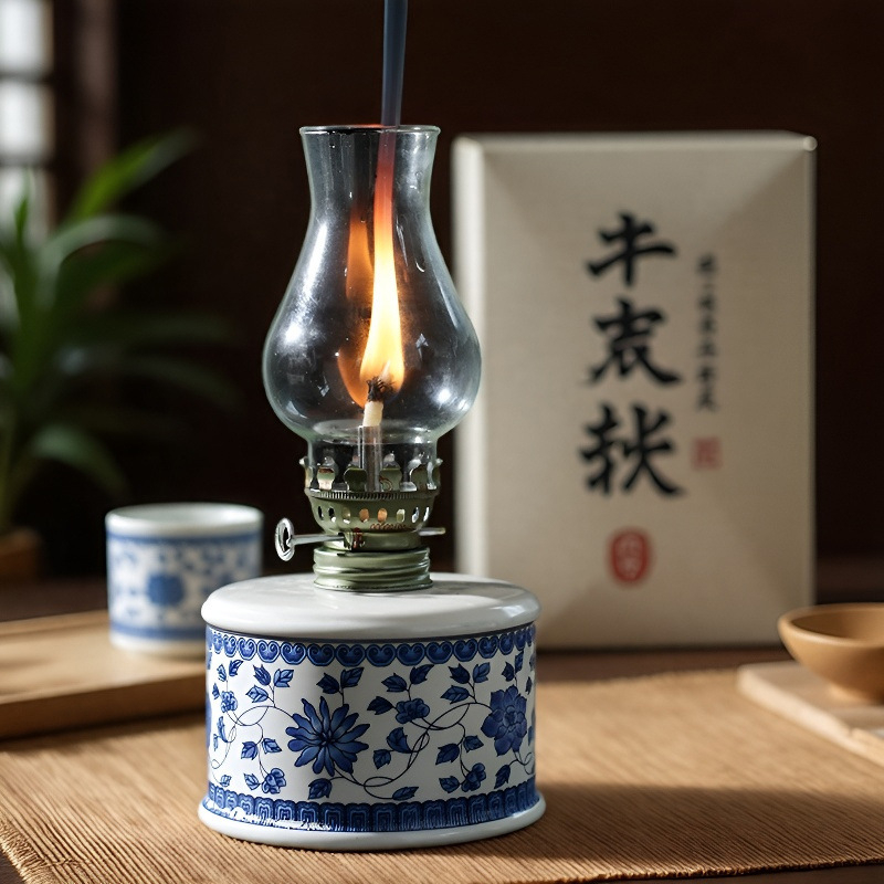 Lampă ceramică de unt, în stil chinezesc — suport pentru altarul templului, ofrande către Buddha