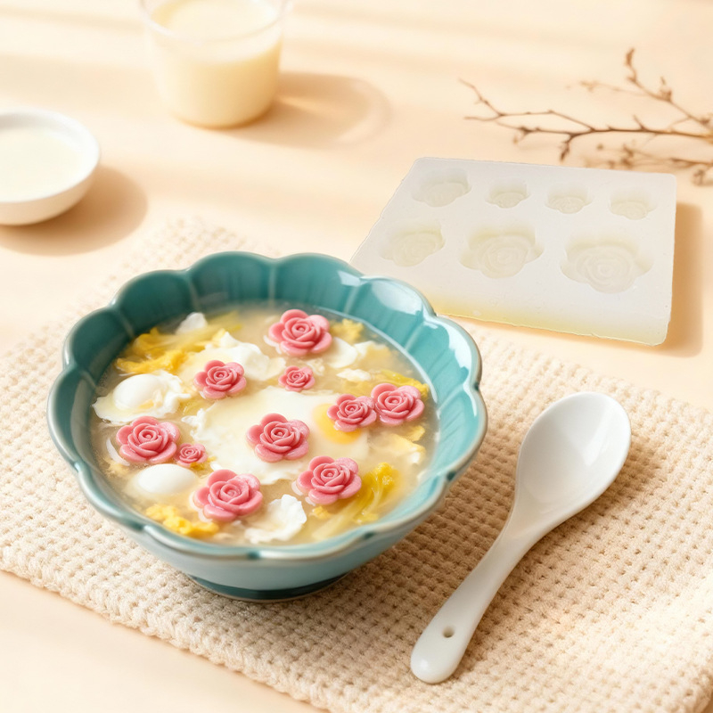 Formă din silicon pentru tort cu floare de trandafir, decor din fondant și ciocolată